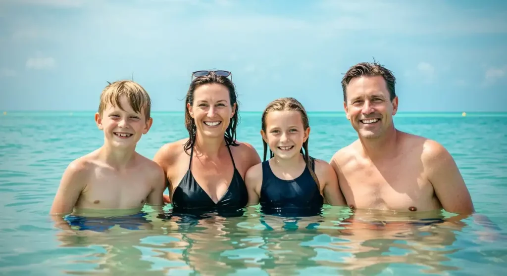 famiglia sorridente si gode le vacanze dopo check dentale
